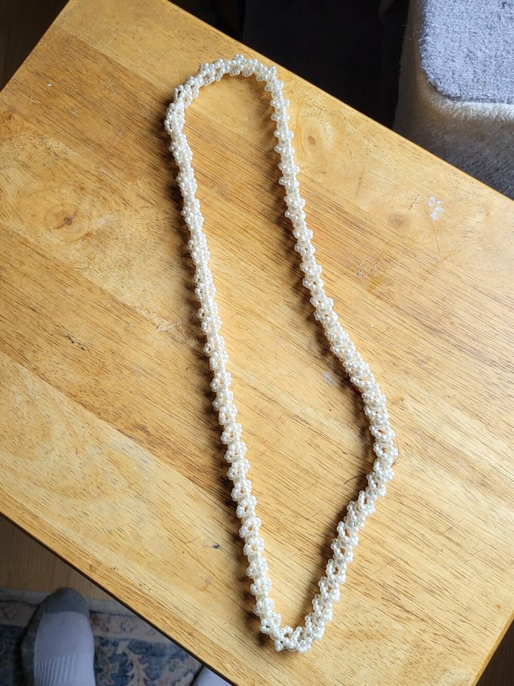 Vintage Faux Pearl Twisted Strand Necklace. 16.5"
